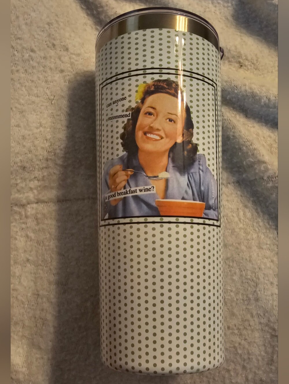 Boston International Anne Taintor Breakfast Wine Stainless Steel Travel Tumbler